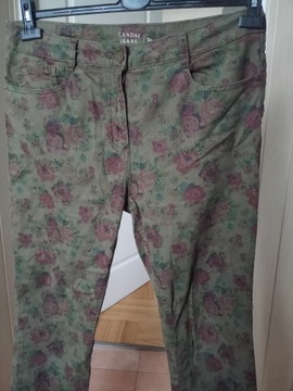 Spodnie dżins proste strecz 44 c&a canda kwiatki