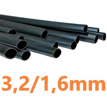 CIENKA RURKA TERMOKURCZLIWA BEZ KLEJU 1 METR 3,2/1,6mm CZARNA