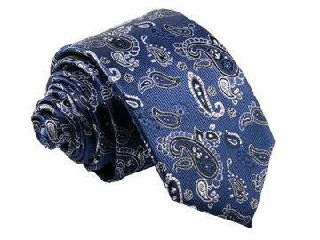 KRAWAT ŻAKARD GRANATOWY PAISLEY [2360]