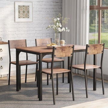 ELECWISH 108 cm x 75 cm Kwadratowy stół z 4 krzesłami do kuchni i jadalni