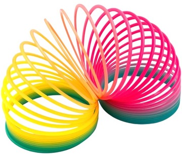 Kolorowa sprężynka slinky sama schodzi po schodach