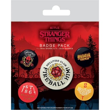 STRANGER THINGS 4 przypinki zestaw 1 + 4