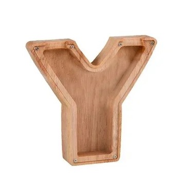 26 English Letters Shape Simple Wooden Piggy Cash Register Coin Home Ornam