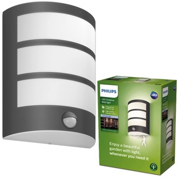 PHILIPS LAMPA ogrodowa LED KINKIET elewacyjny z czujnikiem PYTHON 6W 4000K