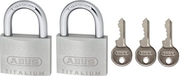 ABUS 2 KŁÓDKI NA 1 KLUCZ KŁÓDKA TITALIUM 726TI/40 2x40MM ZESTAW 3 KLUCZE