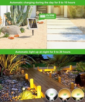 Solarne Lampy Ogrodowe 6 w 1 2700K 4000K 6000K 6 szt.