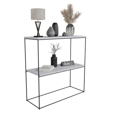 Nowoczesna Konsola Podwójna Przedpokój Loft 80x30x80 Czarna+Beton Jasny