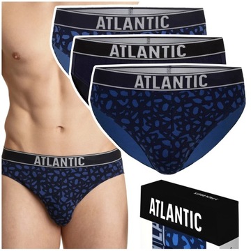 3x Slipy męskie ATLANTIC majtki bawełniane kolorowe *L