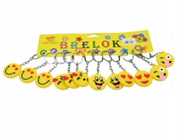 UŚMIECH EMOJI BUŹKA BRELOK DO KLUCZY ZESTAW 12SZT