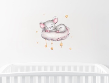 МЫШЬ НА ОБЛАКЕ эко НАКЛЕЙКА НА СТЕНУ