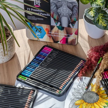 НАБОР ХУДОЖЕСТВЕННЫХ ПРОФЕССИОНАЛЬНЫХ КАРАНДАШЕЙ В МЕТАЛЛИЧЕСКОМ ФОРМАТЕ 72 шт.
