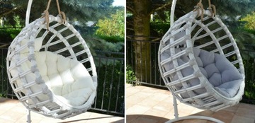 Плетеные качели, БЕЛЫЙ ПОДВЕСНОЙ СТУЛ + подушка