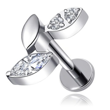 KOLCZYK LABRET SREBRNY UCHO HELIX CYRKONIE TYTANOWY 1,2/6