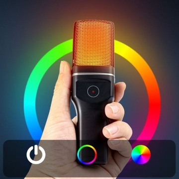 Mikrofon Bezprzewodowy 777W Led RGB USB-C Lightning komputer PC