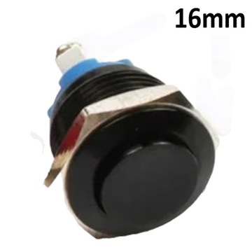 PRZYCISK przełącznik kolorowy na panel 16mm metalowy 5V 12V 230v Czarny