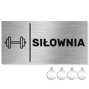 NIERDZEWNA Tabliczka na drzwi/ścianę z napisem SIŁOWNIA 10x20 Aluminium