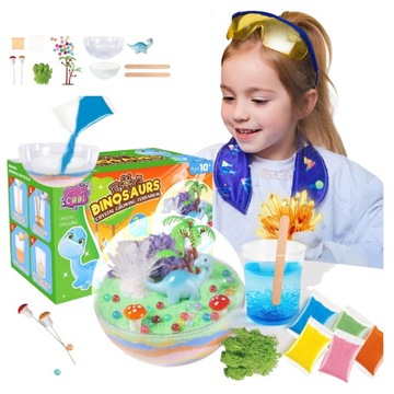 MAGICZNE TERRARIUM DLA DZIECI Z ROSNĄCYMI KRYSZTAŁAMI PODŚWIETLENIE LED 10+