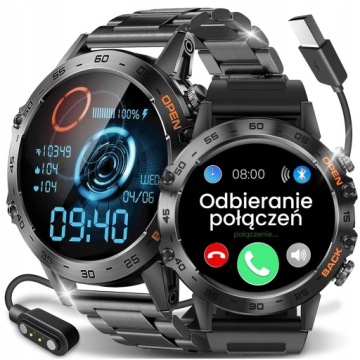 ZEGAREK SMARTWATCH MĘSKI 360x360 ROZMOWY MENU PL WODOODPORNY + GRATIS