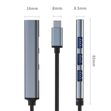 HUB USB-C 3.1 адаптер 4 в 1 | USB 3.0 | 3 порта USB 2.0