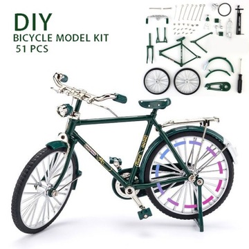 Realistic Alloy DIY Bike Model Kit with Rotating Wheels Simulated Functions