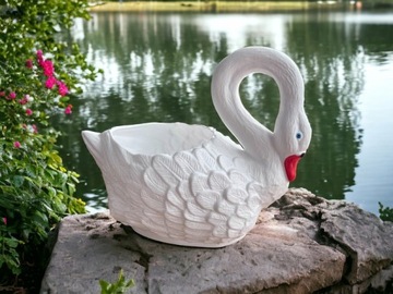 ŁABĘDŹ DONICA W KSZTAŁCIE ŁABĘDZIA OSŁONKA NA KWIATY FIGURA OGRODOWA H:45CM