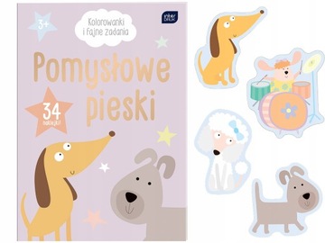 Kolorowanka z NAKLEJKAMI POMYSŁOWE PIESKI Zadania A4 INTERDRUK 3+