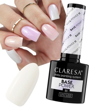 CLARESA Base Power 11 Baza Hybrydowa do paznokci 5g bezkwasowa Mleczny