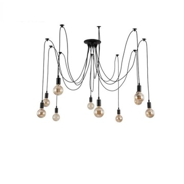 PAJĄK 10 RAMION SCANDIC LAMPA LOFT ŻYRANDOL CZARNY
