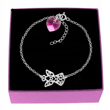 ANIOŁEK BRANSOLETKA SERCE KR. SWAROVSKI SREBRO 925