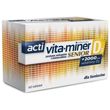 Acti vita-miner Senior D3 2000 j.m. witaminy 60x