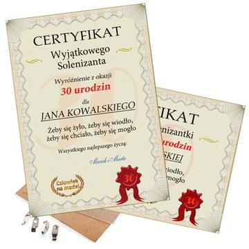 PREZENT NA URODZINY WYJĄTKOWY DYPLOM CERTYFIKAT