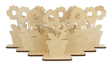 KWIATEK DREWNIANY DECOUPAGE NA PREZENT 15 CM 10SZT