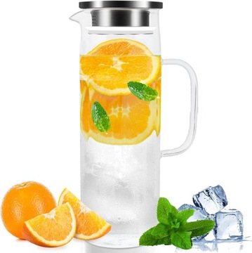 Водный кувшин, стеклянный кувшин, кувшин для замороженного чая с крышкой