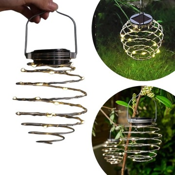 LAMPION LAMPA SOLARNA WISZĄCA SPIRALA 25 LED OŚWIETLENIE NA OGRÓD