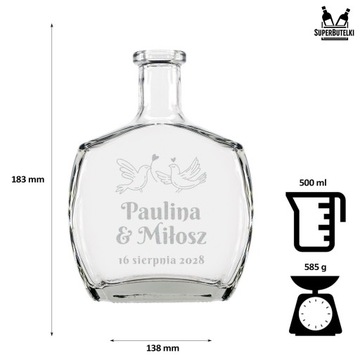 Karafka 0,5L do whisky nalewki wina likier z GRAWEREM PREZENT na URODZINY