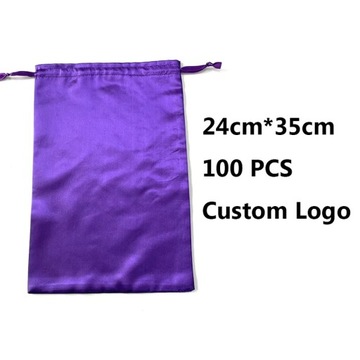 Атласная сумка на шнурке с индивидуальным логотипом. Шелковистая подарочная упаковка для хранения.