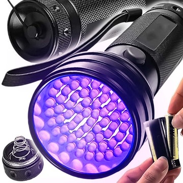 LATARKA UV LED TAKTYCZNA POLICYJNA AKUMULATOROWA SZPERACZ TESTER BURSZTYNU