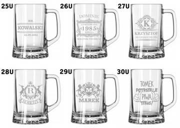 Kufel do piwa na prezent kawalerski Urodziny z grawerem 620ml w pudełku