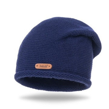 Mięsista Jesienna Damska Czapka Beanie J4 Granat