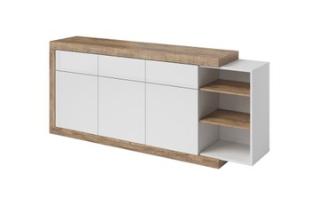 Komoda 3D3S 200cm Biały Połysk / Dąb Samdal SINTRA