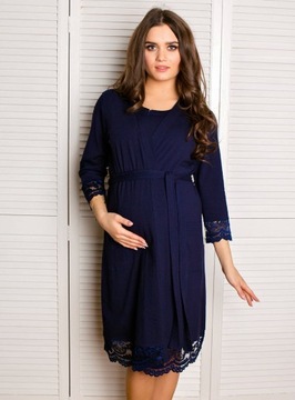 ХАЛАТ ДЛЯ беременностей ЖЕНСКИЙ, ХЛОПОК РОЗОВЫЙ, КРУЖЕВО, XXL