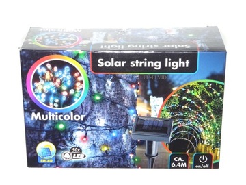 Solarny łańcuch 50 Led multicolor 6,4 m 50 diod