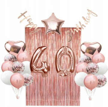 ZESTAW balonów 40 urodziny czterdziestka rose gold balony różowe złoto