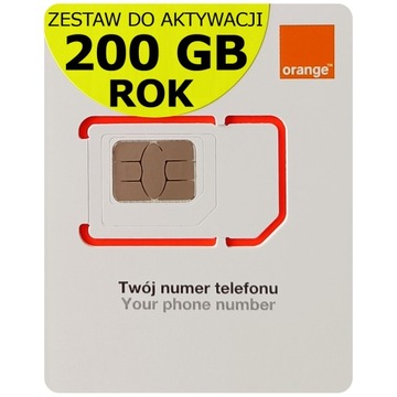 Starter Internet Mobilny na kartę Orange Free 200 GB ROK karta sim 4G LTE