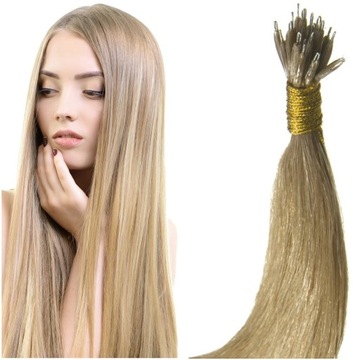 NANORINGI WŁOSY 100% NATURALNE NANO RINGI PASEMKA 50 CM blond 16
