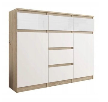 KOMODA 98CM SZAFKA 6 SZUFLAD SONOMA Mix Połysk