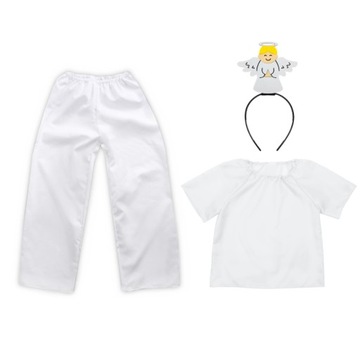 STRÓJ ANIOŁEK SPODNIE OPASKA BIAŁY 134-140 4el