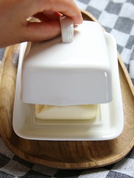 БЕЛАЯ МАСЛЕНКА ФАРФОРОВЫЙ КОНТЕЙНЕР ДЛЯ МАСЛА С ПРЯМОУГОЛЬНОЙ КРЫШКОЙ