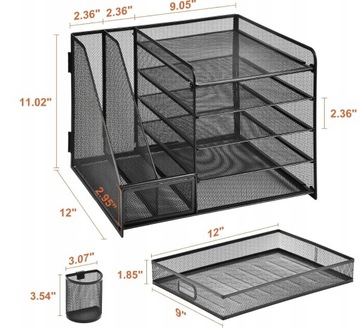 ORGANIZER NA BIURKO PRZYBORNIK DOKUMENTY PAPIERY SZUFLADKA DLUGOPISY