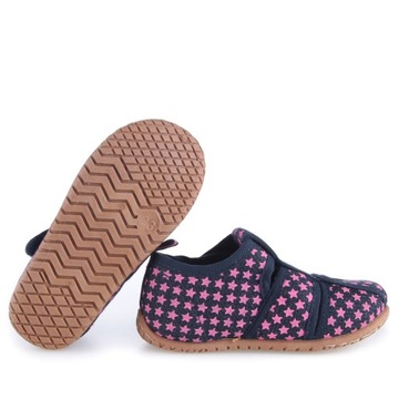 ДЕТСКИЕ ТАПОЧКИ EMEL на липучке темно-синие с розовыми звездами 101-3 R 29